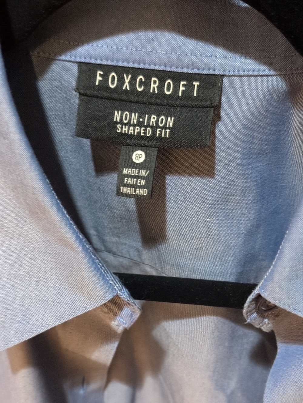Foxcroft Non-Iron Shaped Fit Blue Dress Shirt